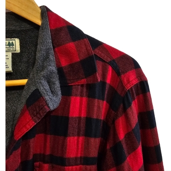 L.L. Bean plaid shearling Jacket lined button down size medium - Picture 3 of 10